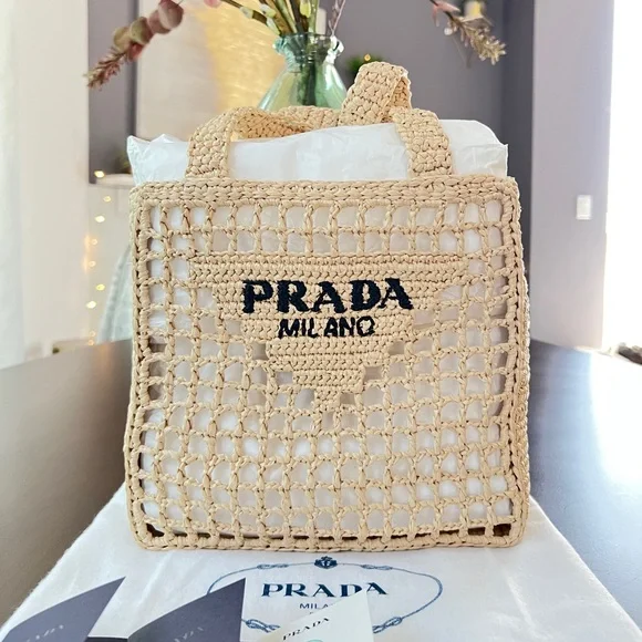 ❌❌SOLD! New Prada Raffia Small Tote - Picture 2 of 10
